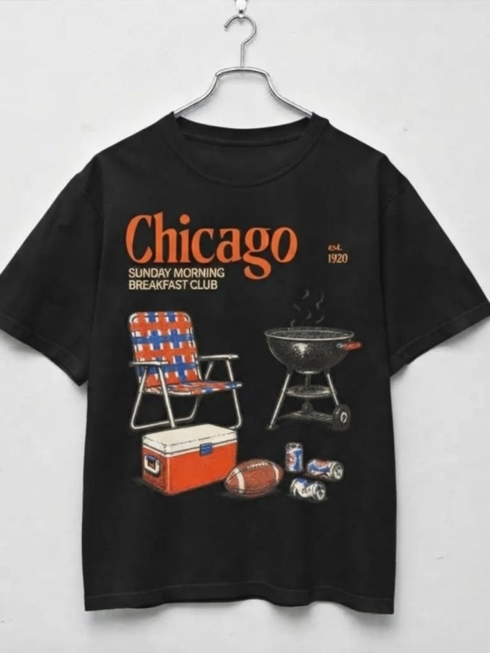 Gildan Black Chicago Graphic Tee, Game Day Football T- Shirt, Vintage Style